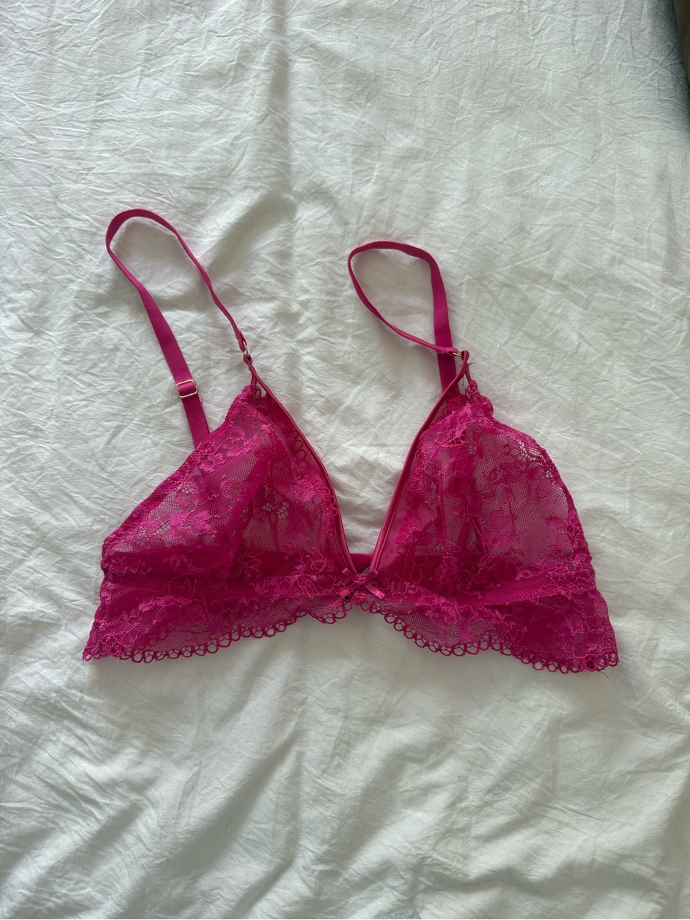 Lace Bralette in Fuchsia Pink - Women's Intimates